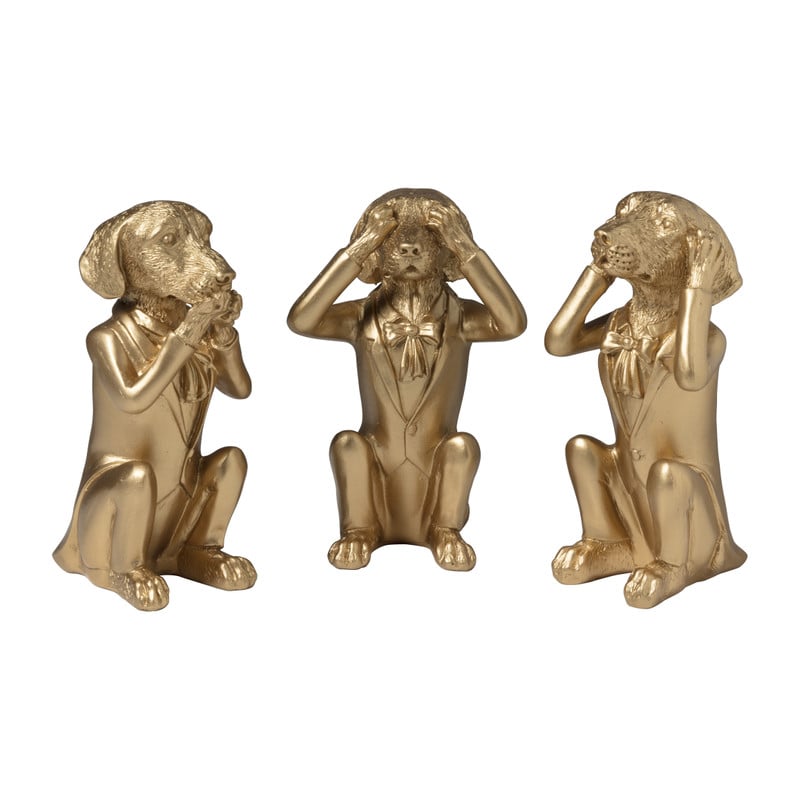 Hond Zwijgen - goudkleurig - 15x7.5x6.5 cm