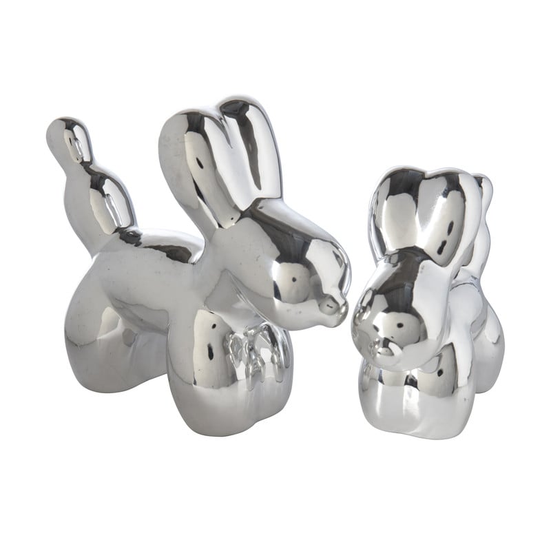 Ballon hond klein - zilverkleurig - 14.5x5.5x13.5 cm
