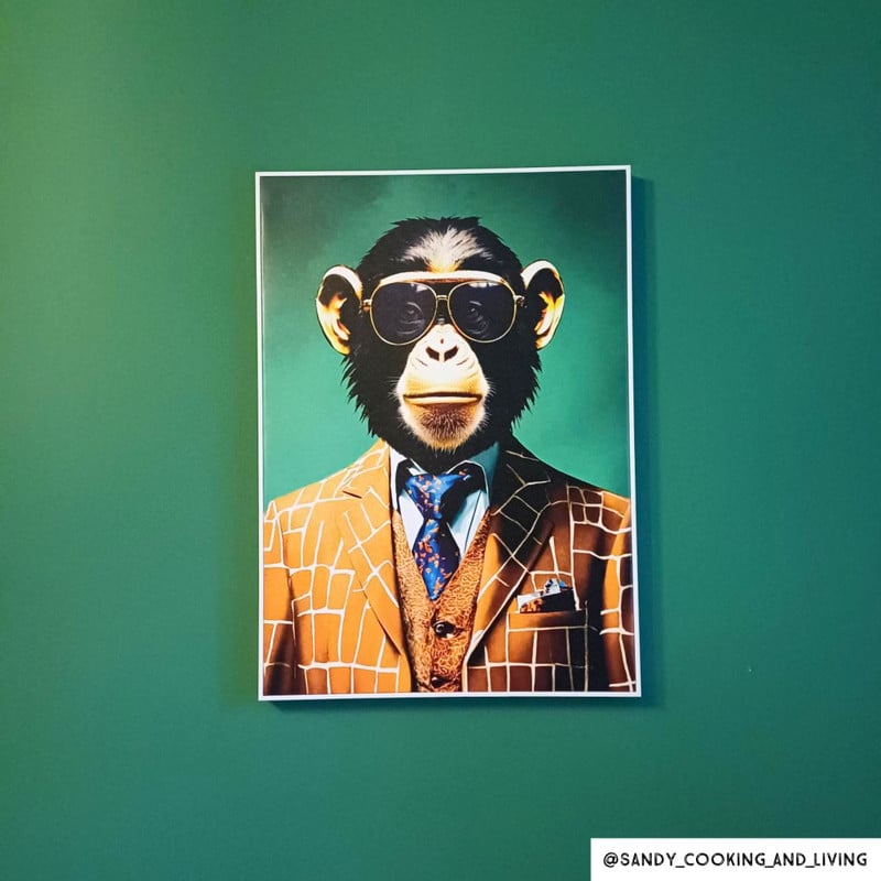 Poster aap - groen/bruin - 70x50 cm