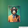 Poster aap - groen/bruin - 70x50 cm