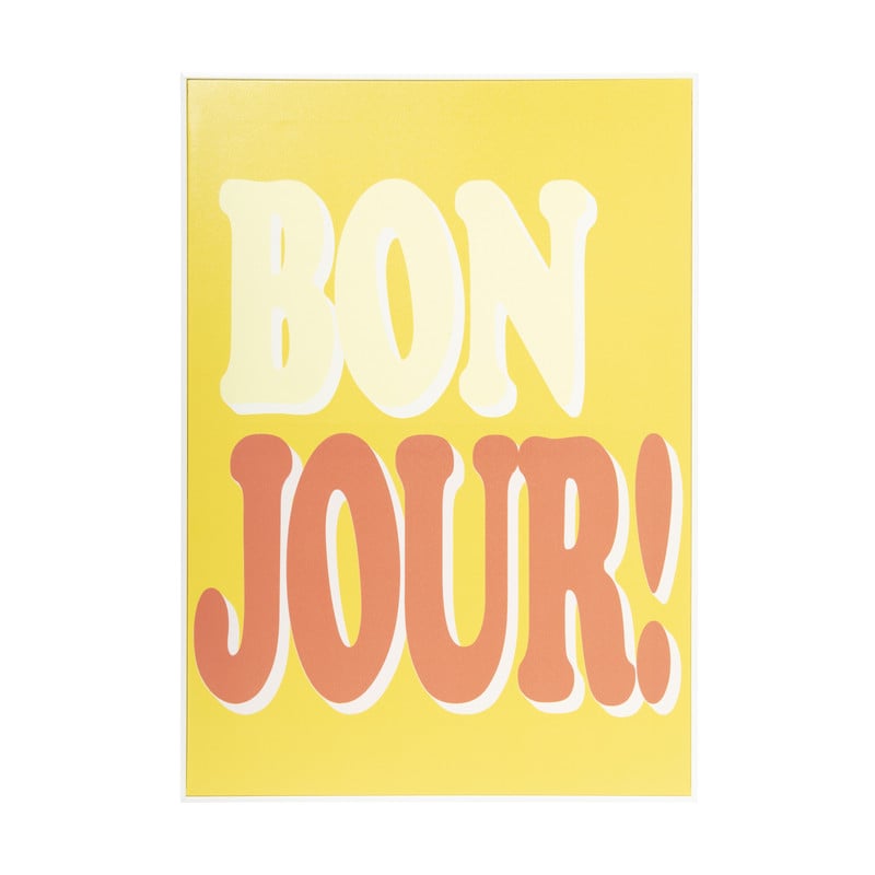Poster bonjour - geel/rood - 70x50 cm