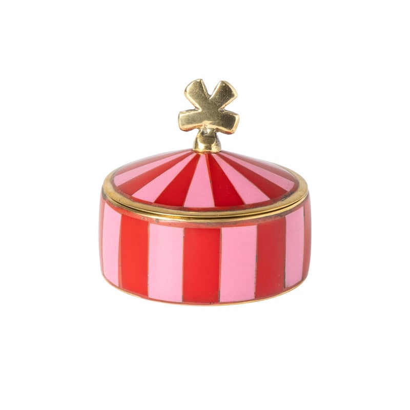 Opbergpotje klaver - goud/rood/roze - ø7x6.5 cm