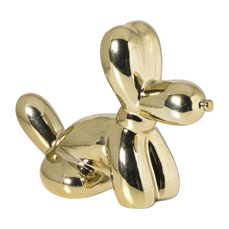 Ballon beeldje hond - goudkleurig - 15.5x12x7 cm