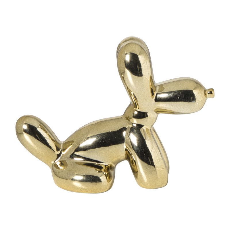Ballon beeldje hond - goudkleurig - 15.5x12x7 cm