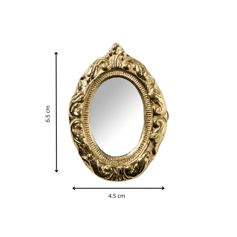 Mini spiegel ovaal - goudkleurig - 6.5x4.5x1 cm