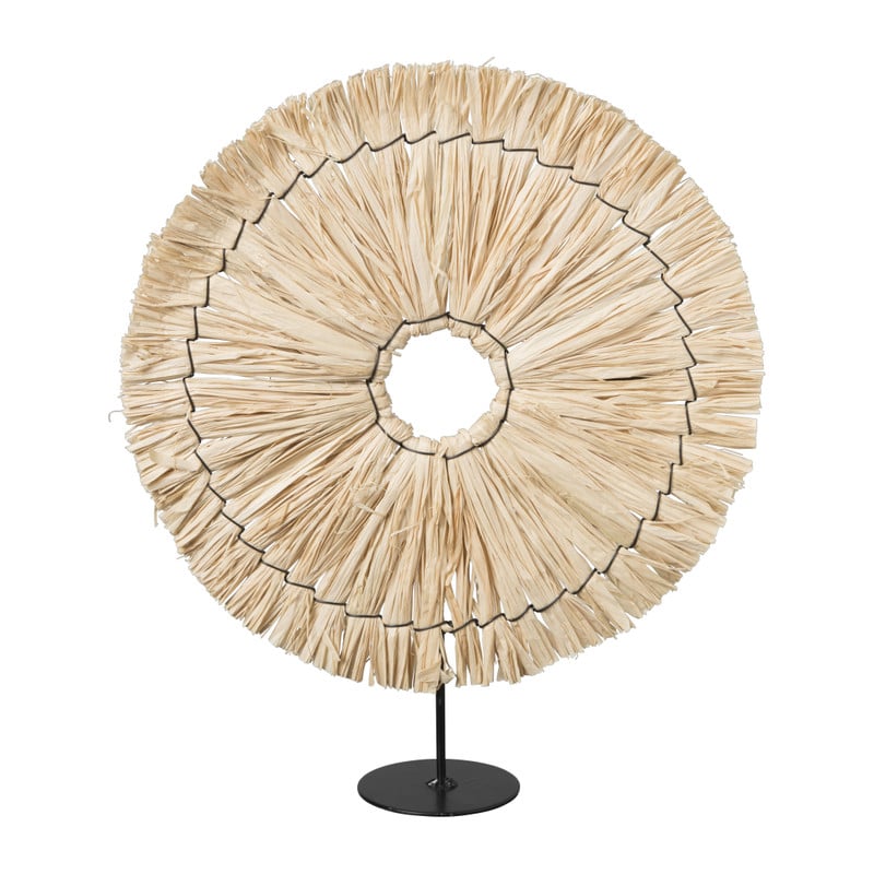 Staande decoratie krans - raffia - 31x8x36 cm