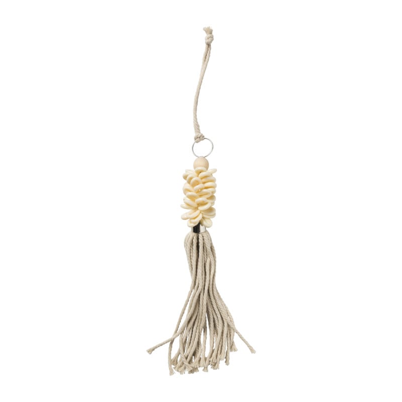 Schelpenhanger met franjes - wit - 35 cm