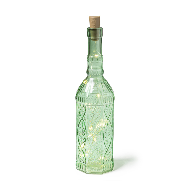 Bohemian fles met lampjes - diverse kleuren - ø8x33 cm 
