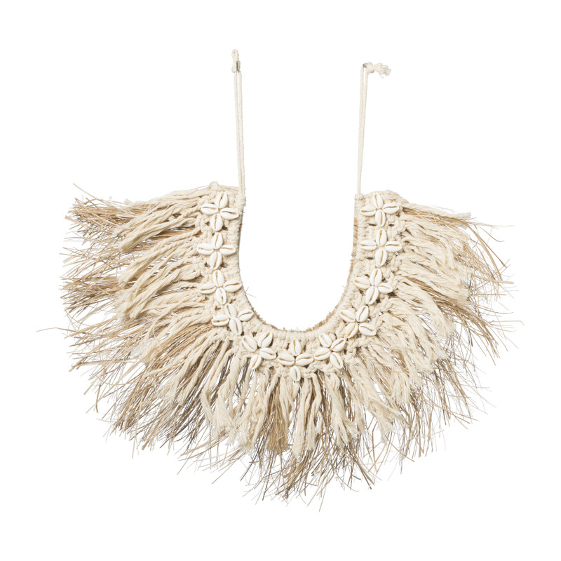Deco hanger zeegras + schelpen - naturel - 31x1x46 cm