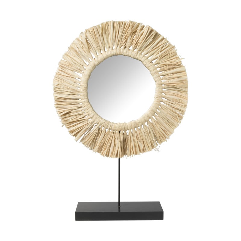 Staande spiegel raffia - ø30 cm