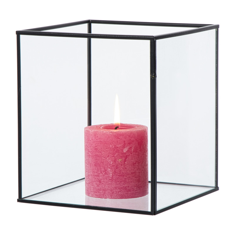 Deco box klein - zwart - 18x16x16 cm