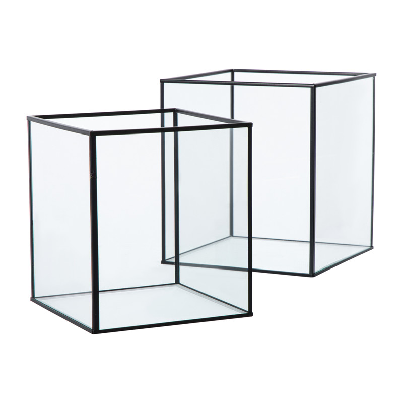 Deco box groot - zwart - 20x16x16 cm