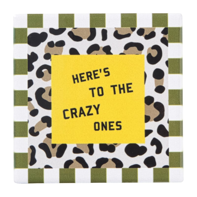 Siertegel here's to the crazy ones - multikleur - 10x10x0.5 cm
