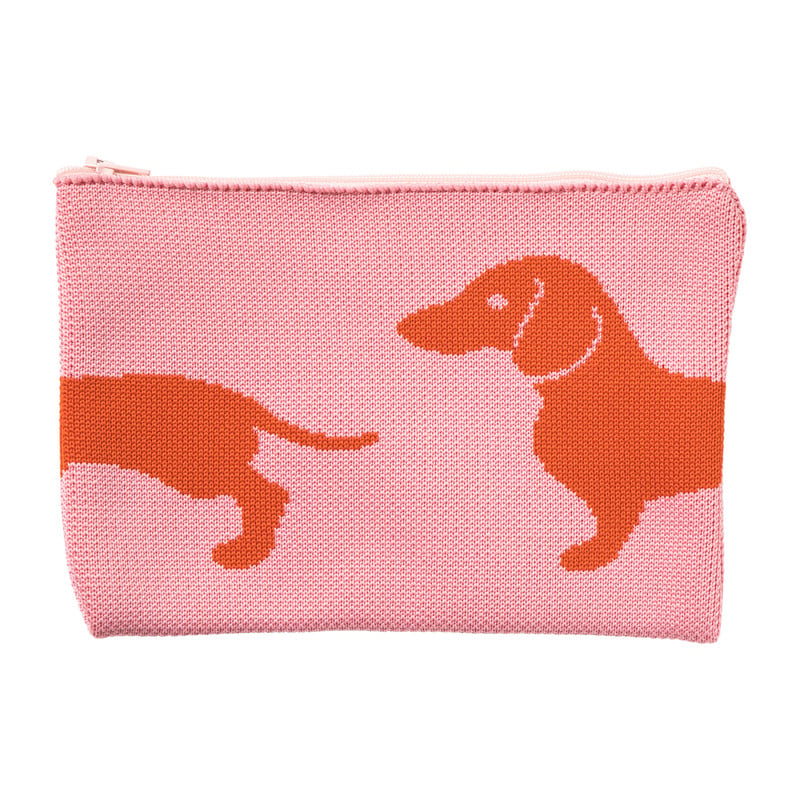 Etui teckel - roze/rood- 14x20 cm
