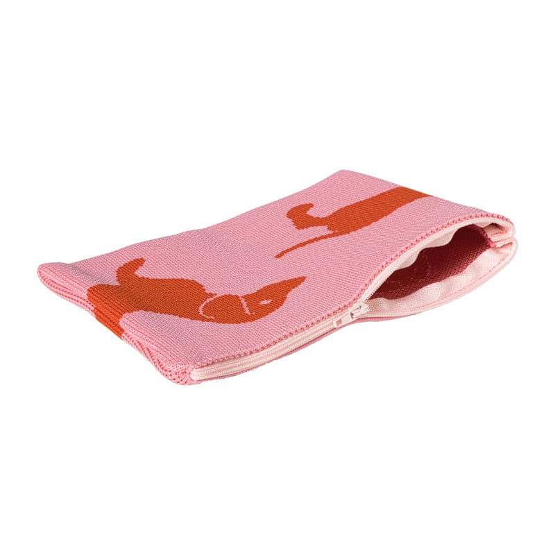 Etui teckel - roze/rood- 14x20 cm