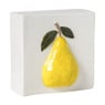 Siertegel peer - geel/wit - 10.2x10.2x5.1 cm
