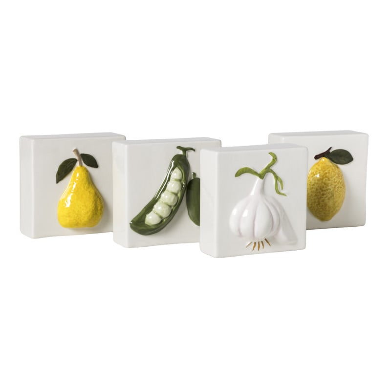 Siertegel knoflook - groen/wit - 10.2x10.2x5.1 cm