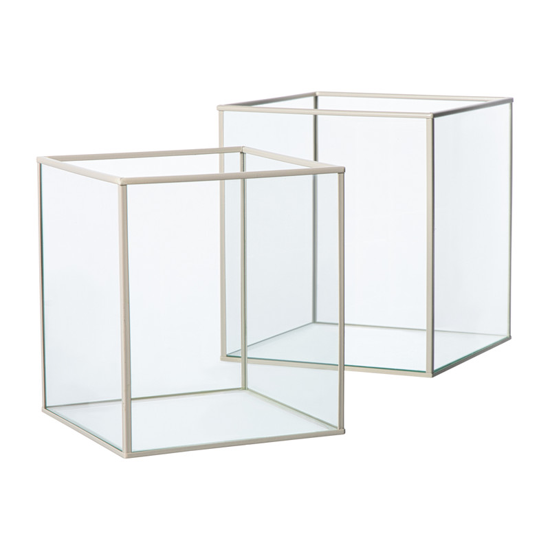 Deco box klein - beige - 18x16x16 cm