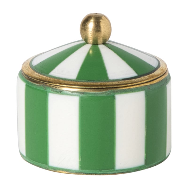Opbergdoosje circus klein - groen/wit - ø4.8x3.5 cm