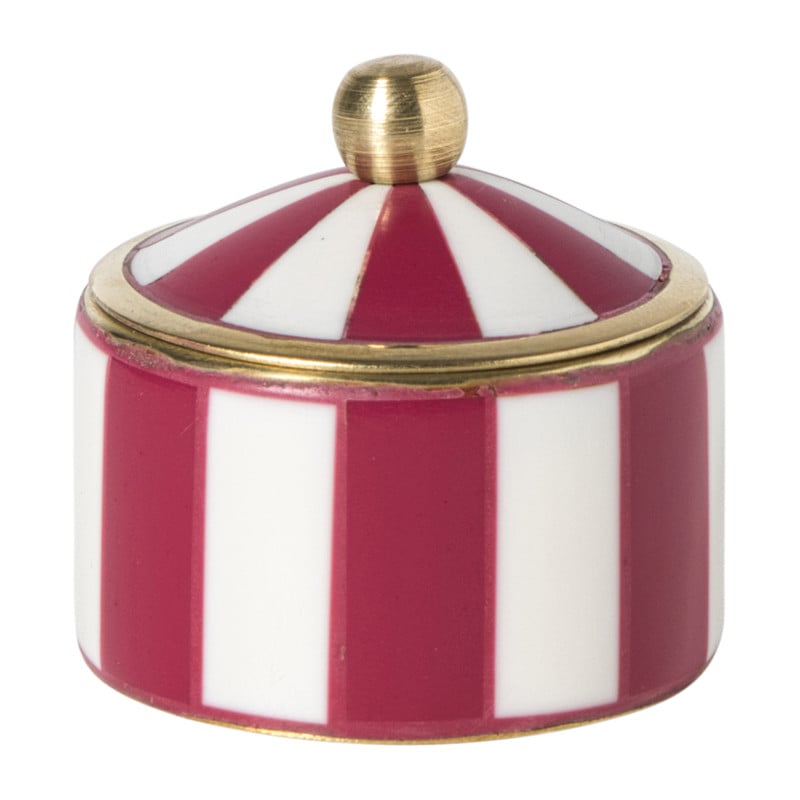Opbergdoosje circus klein - rood/wit - ø4.8x3.5 cm  