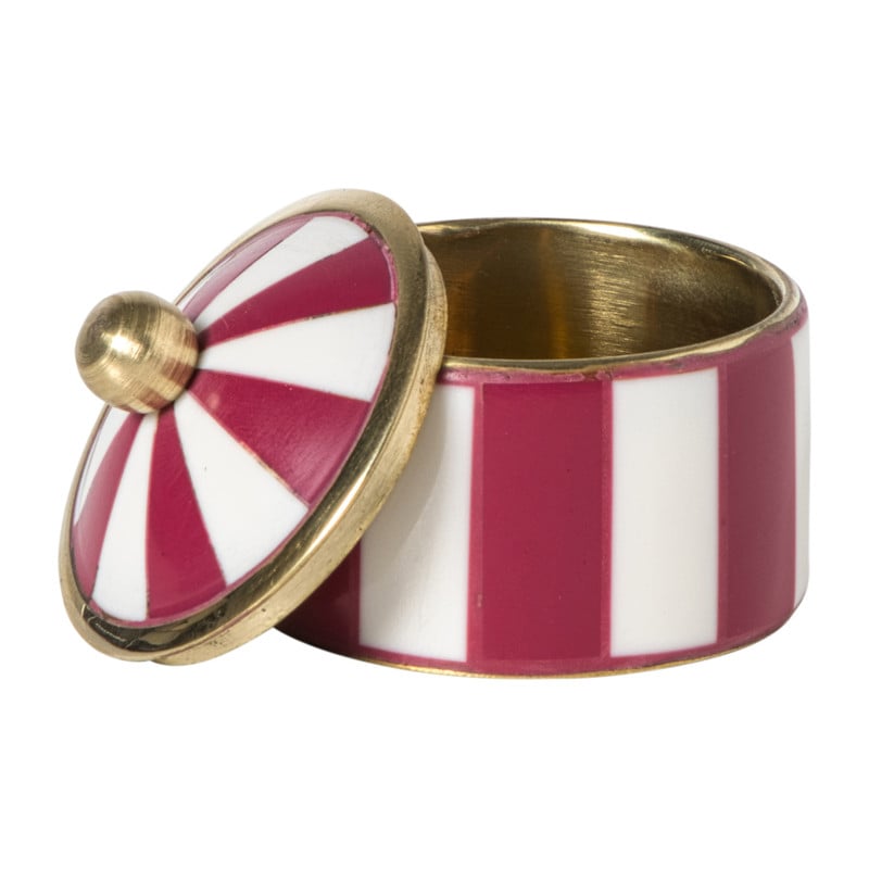 Opbergdoosje circus klein - rood/wit - ø4.8x3.5 cm  