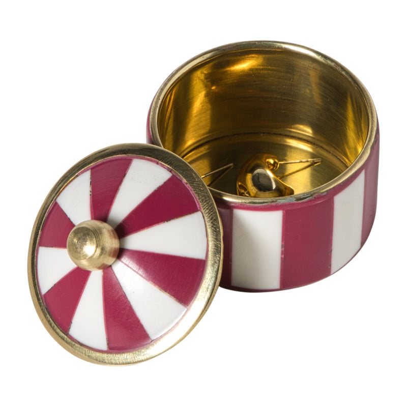 Opbergdoosje circus klein - rood/wit - ø4.8x3.5 cm  