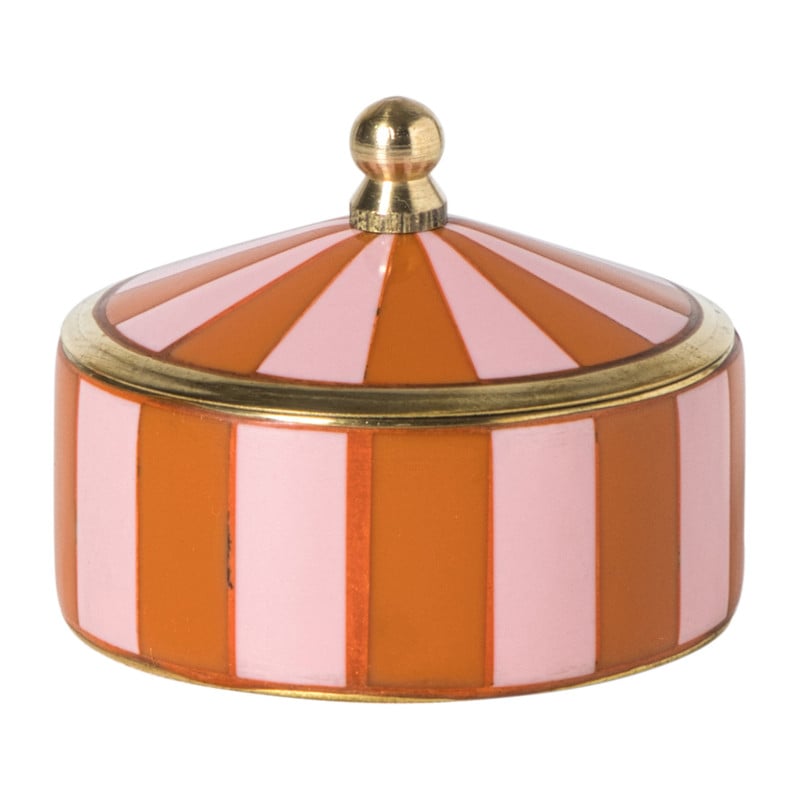 Opbergdoosje circus middel - oranje/roze  - ø7x4 cm 