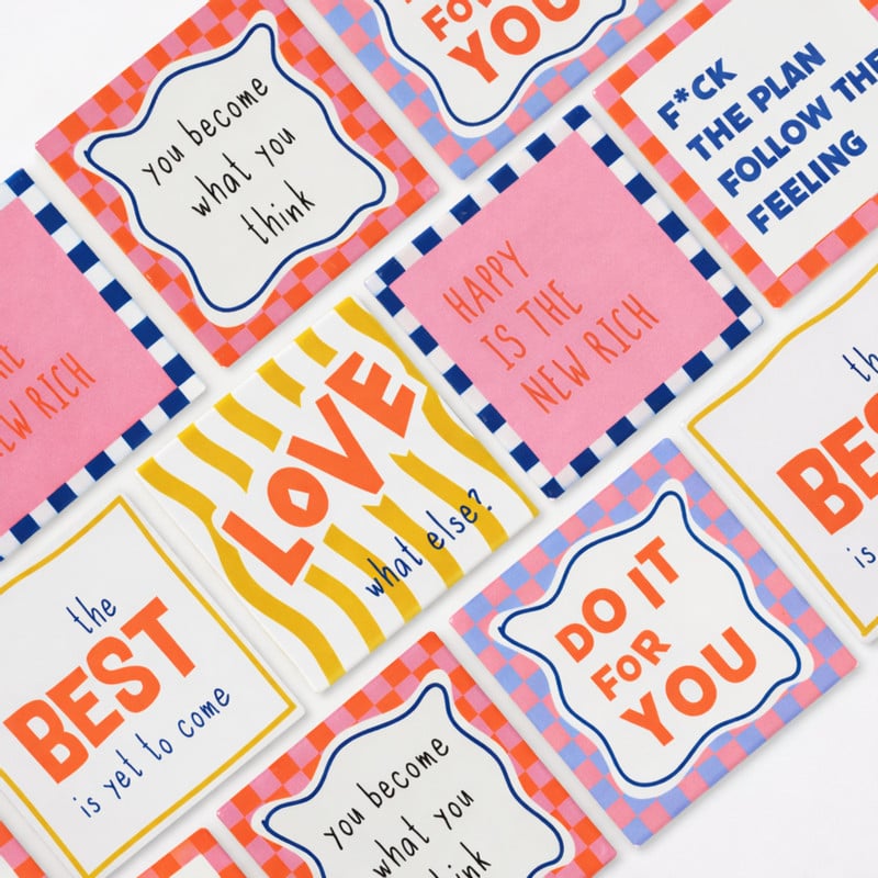 Tegeltje love what else - multikleur - 10x10x0.5 cm - Happy at Home by Sanny