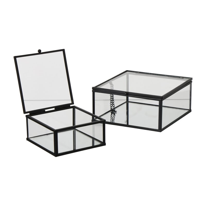 Zwart box glas klein - zwart/transparant - 5x10x10 cm