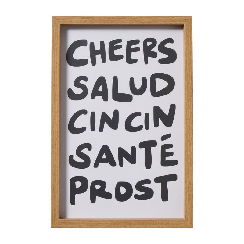 Poster cheers salud - wit/groen - 30x20 cm