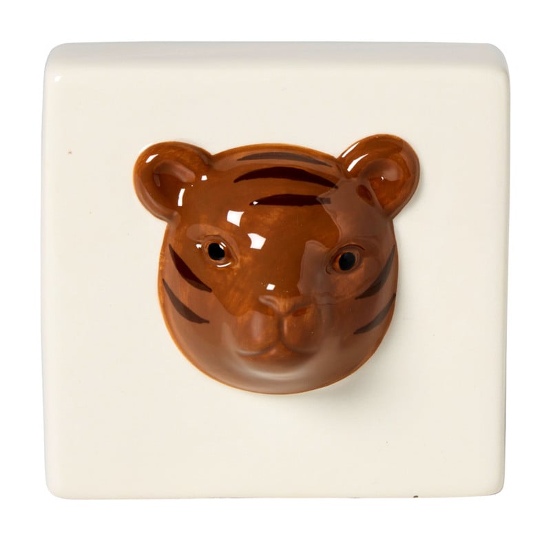 Tegel tijger - wit/bruin - 10x10x5 cm