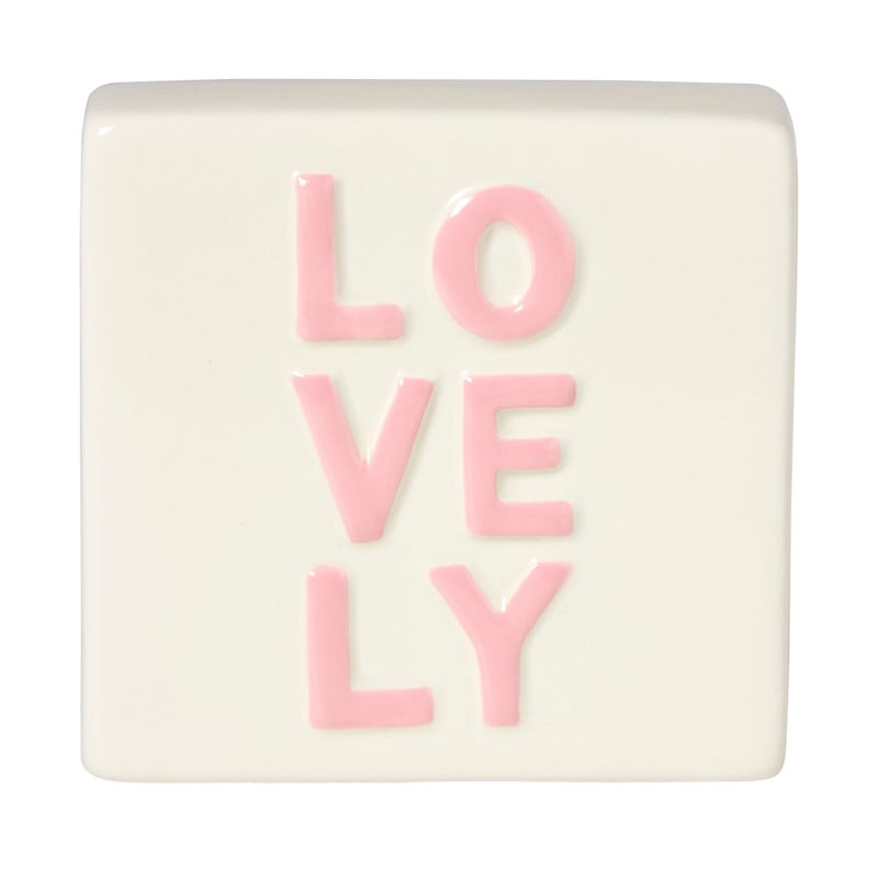 Tegel lovely - wit/roze - 10x10x5 cm