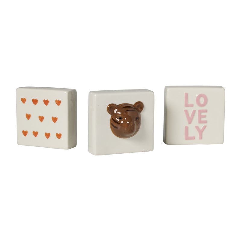 Tegel lovely - wit/roze - 10x10x5 cm