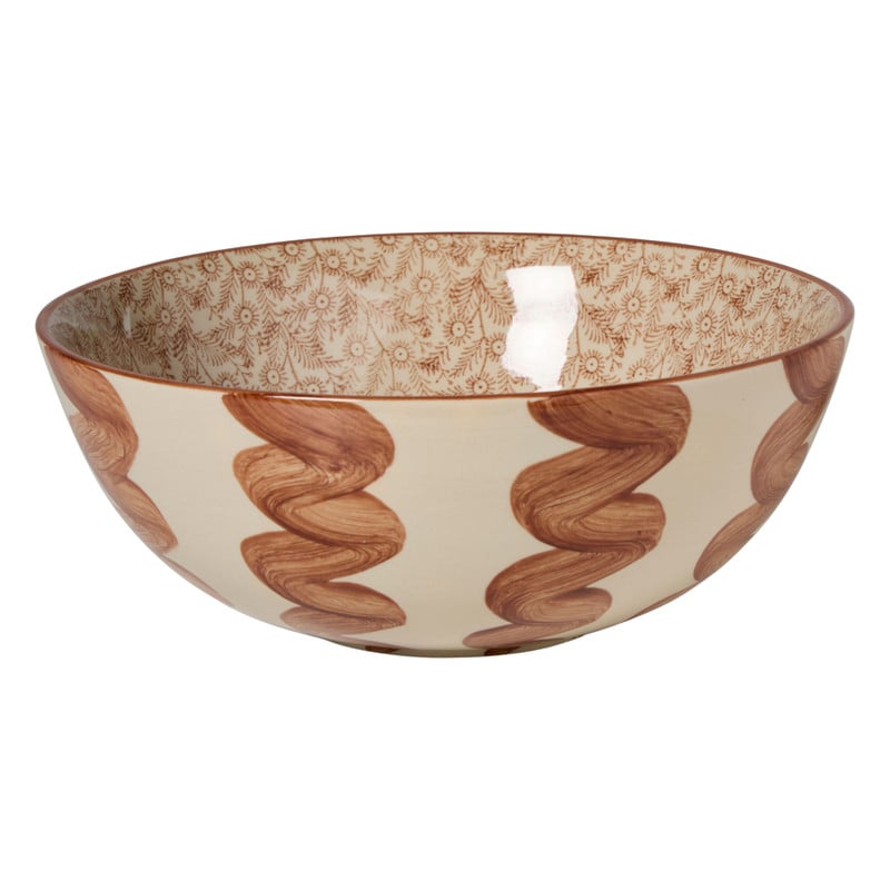 Decoratie schaal met print groot - bruin/beige - ø33x12 cm