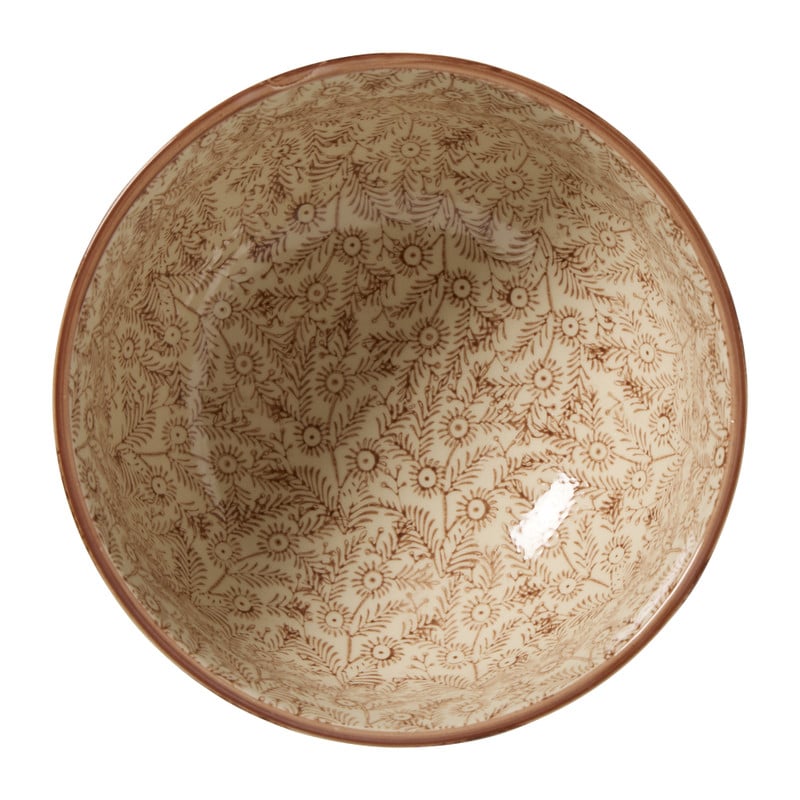 Decoratie schaal met print klein - bruin/beige - ø19x10.5 cm