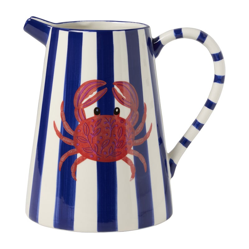 Decoratie vaas krab - blauw/rood - 24.5x25x18.5 cm