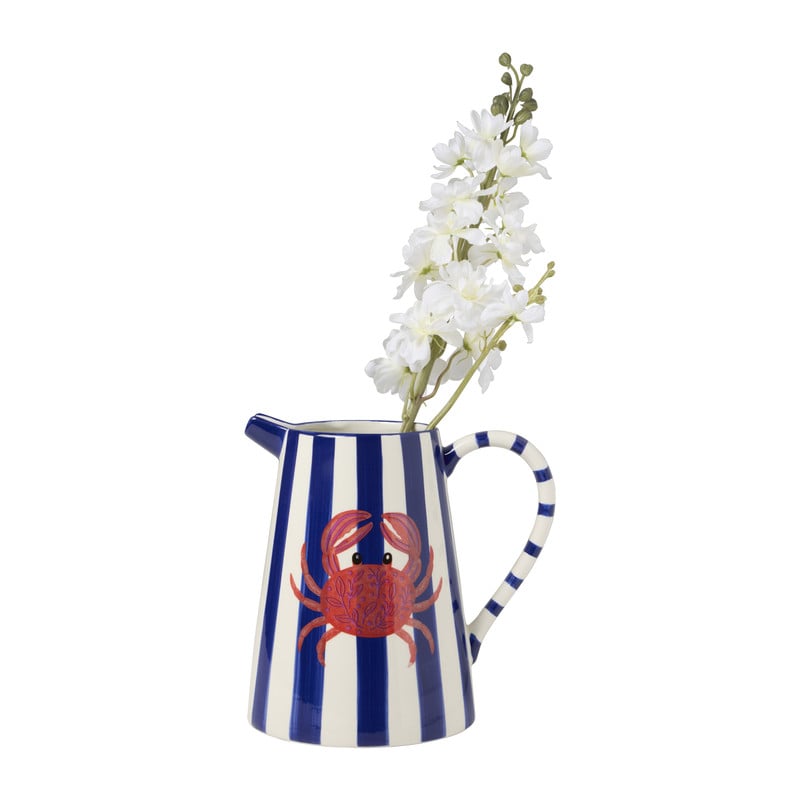 Decoratie vaas krab - blauw/rood - 24.5x25x18.5 cm