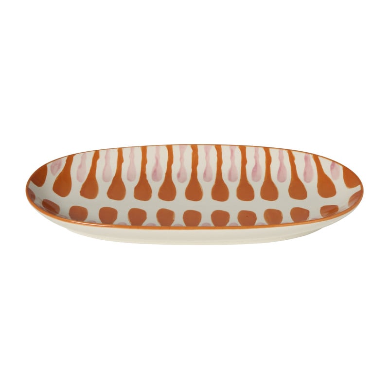 Plateau ovaal met print - oranje/paars - 3x31.5x15.5 cm