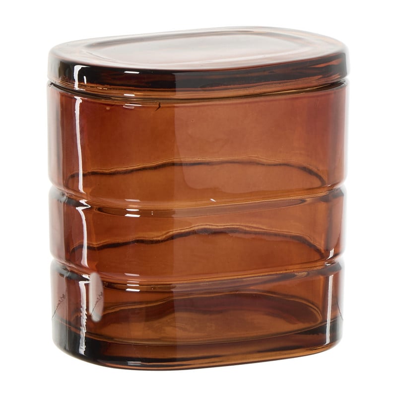 Opbergpotje glas - bruin - 10x10x7.6 cm