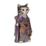 Beeldje kat in kimono - paars - 22x11x9 cm