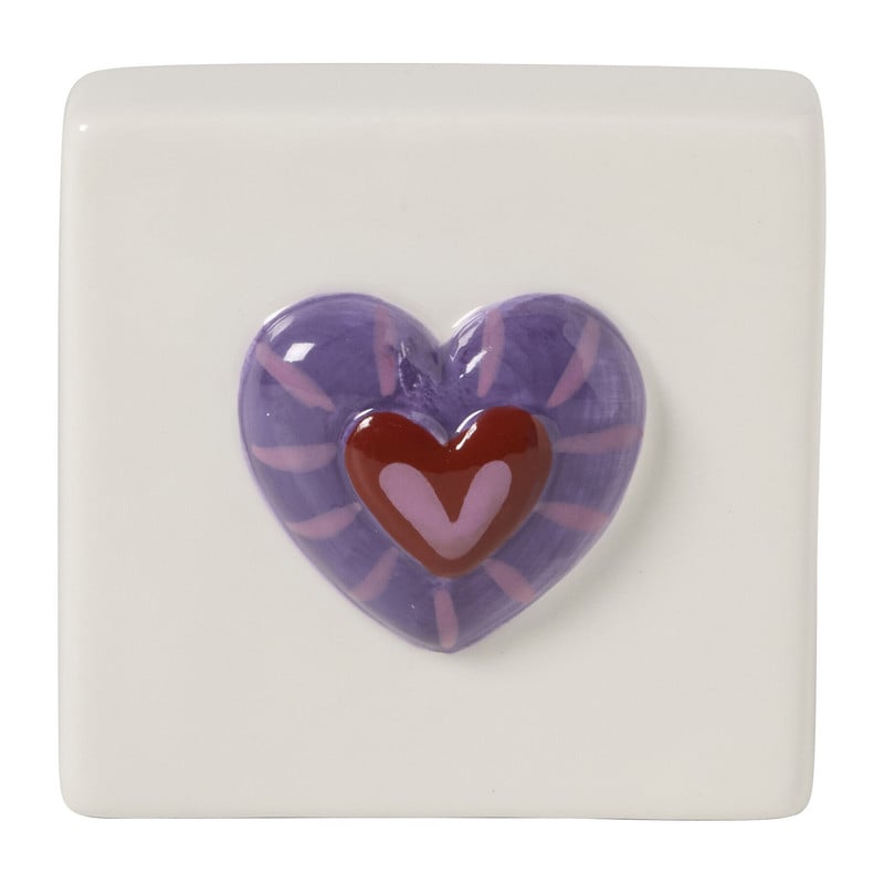 Siertegel hart - wit/paars - 10x10x5 cm