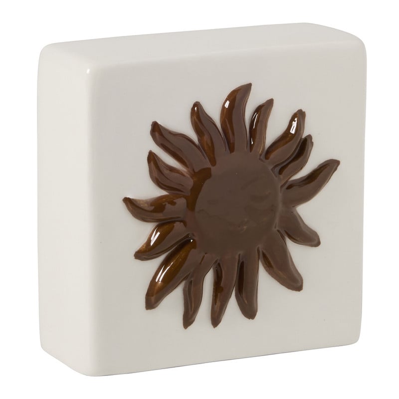 Siertegel zon - wit/bruin - 10x10x5 cm