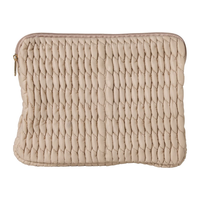 Opbergtasje gevlochten - beige - 21x28 cm