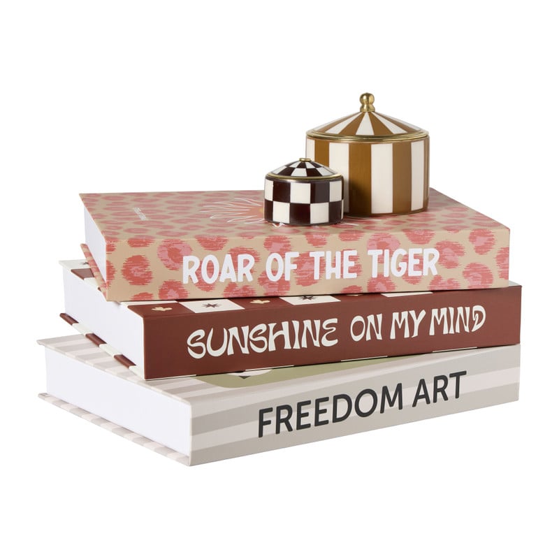Opbergboek geblokt - bruin/wit - 3.7x25x18 cm
