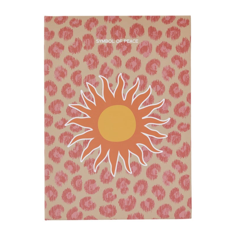 Opbergboek zon - roze/beige - 3.7x25x18 cm
