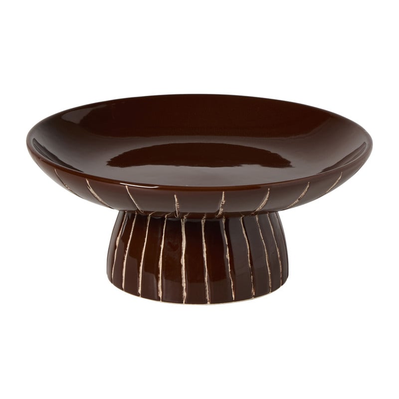 Schaal keramiek - bruin - ø22x9 cm 
