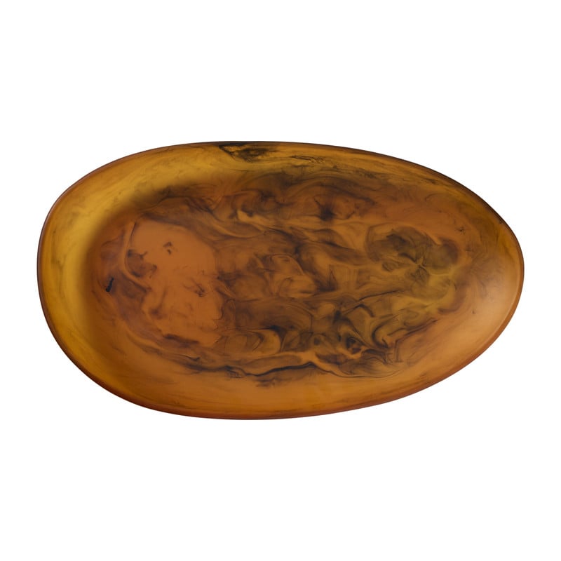 Decoratieschaal van resin - bruin - 40x22x4 cm 