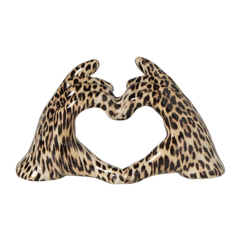 Handsculptuur hartje - luipaardprint - 15x6x8 cm 