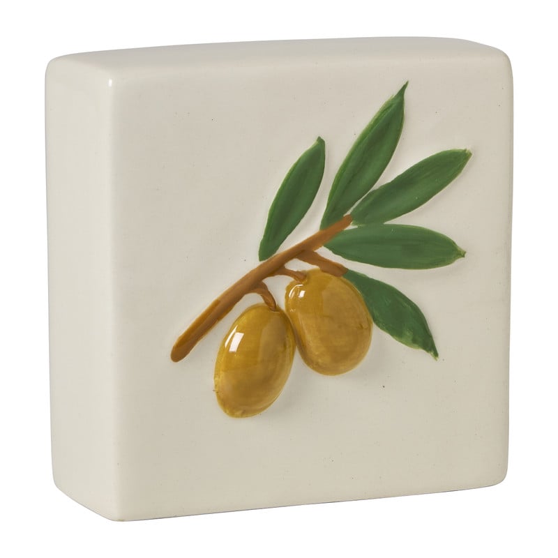 Tegel olijf - wit/groen - 10x10x3.5 cm 