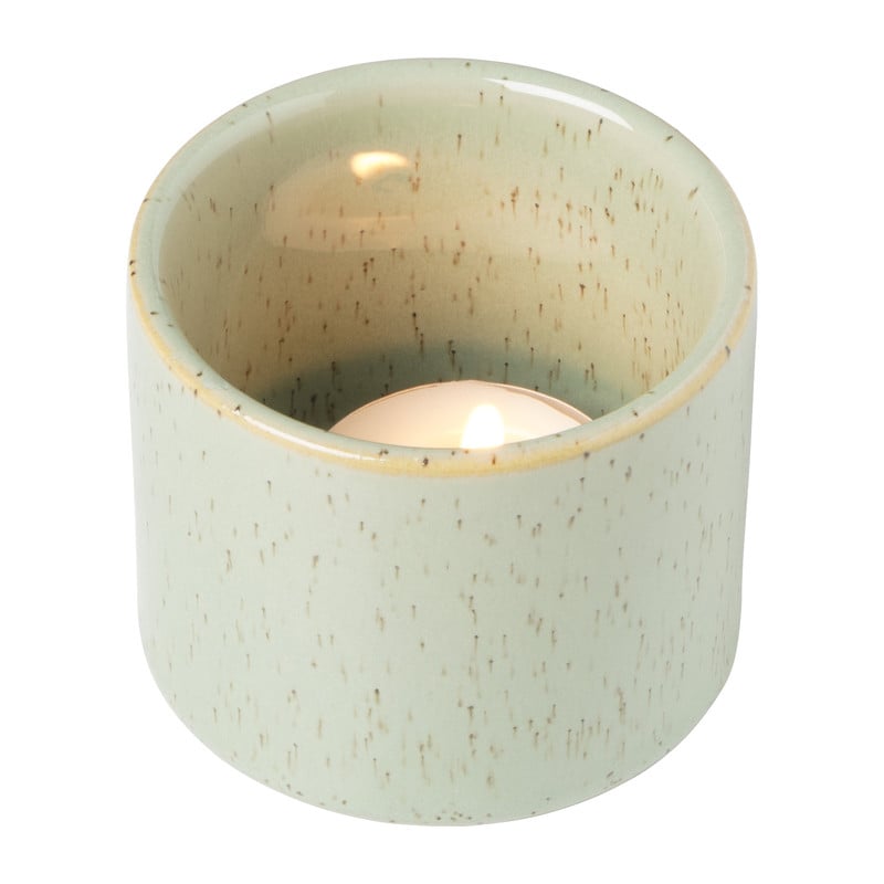 Waxinelichthouder keramiek - groen - ø7x6 cm